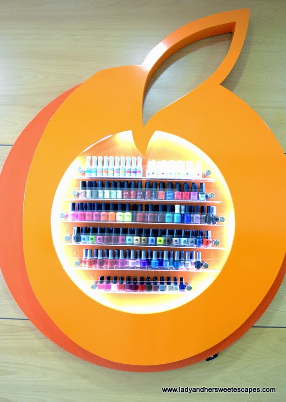 an array of nail polish at Orange Beauty Center