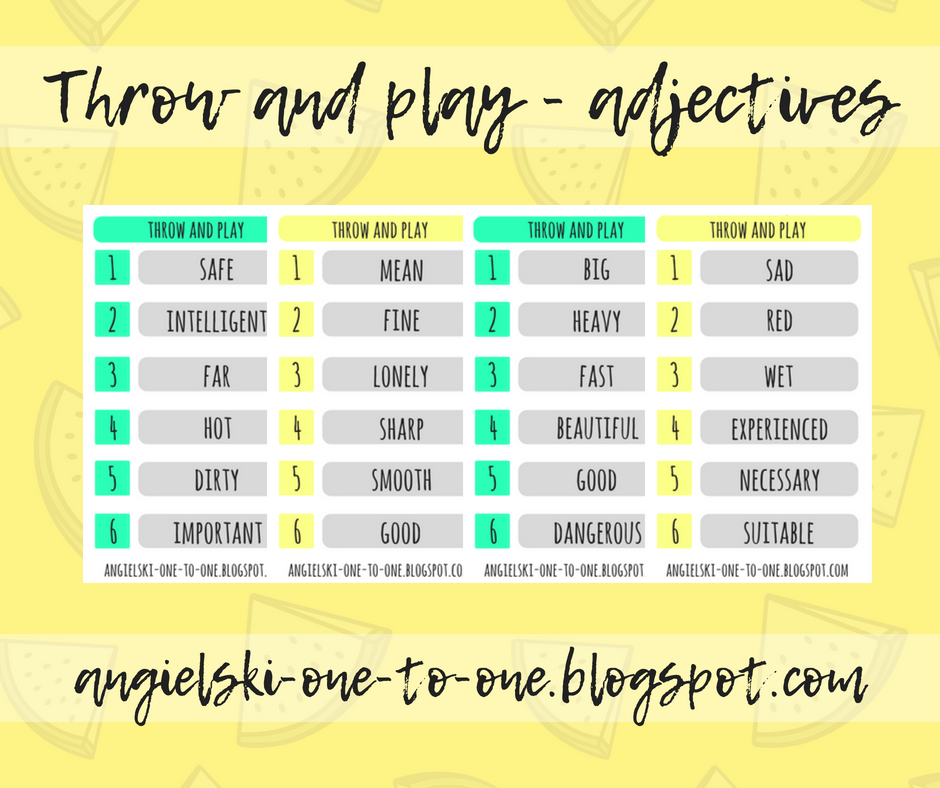 Throw and play adjectives. Creative Teacher Sylwia Grubiak