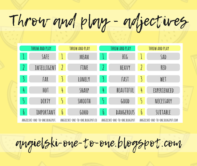 Throw and play adjectives. Creative Teacher Sylwia Grubiak