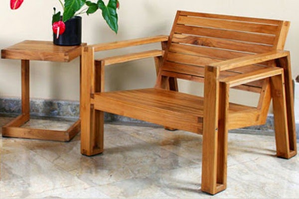 Raw natural wood furniture