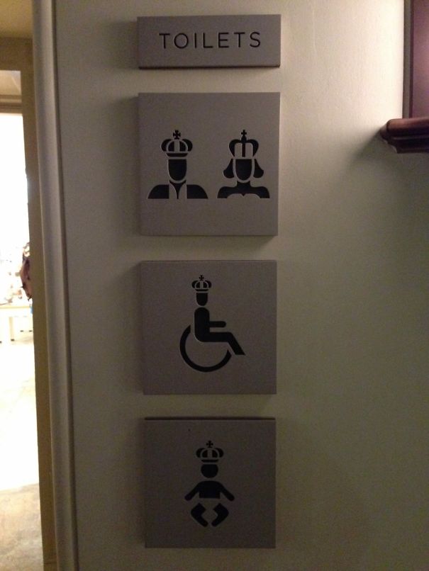 20+ Of The Most Creative Bathroom Signs Ever - In Kensington Palace You're Treated Like Royalty When You Go To The Bathroom