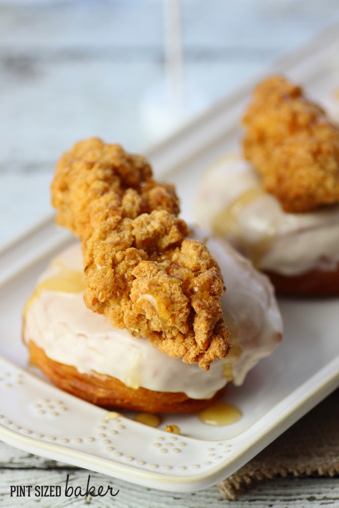Enjoy an easy Maple Glazed Doughnut with a chicken strip and honey on top! I've died and gone to heaven!