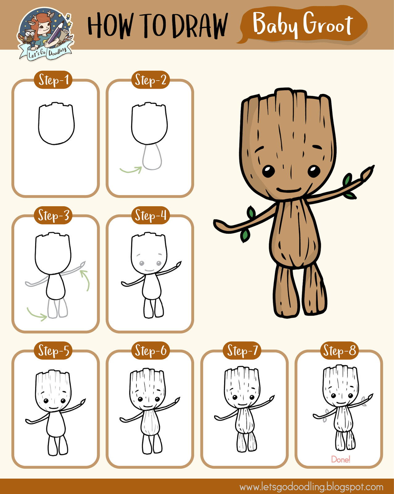 How to Draw Baby Groot Step 3