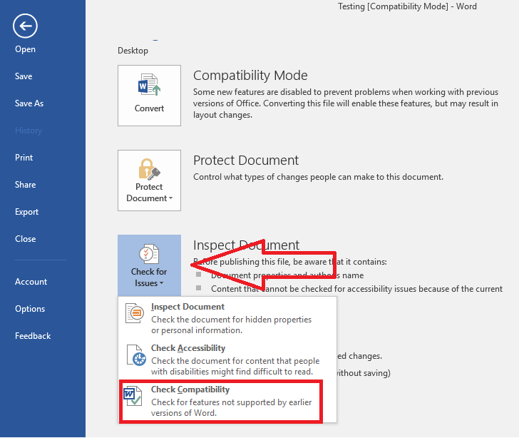 Learn New Things Ms Word How To Find Convertupgrade Compatibility