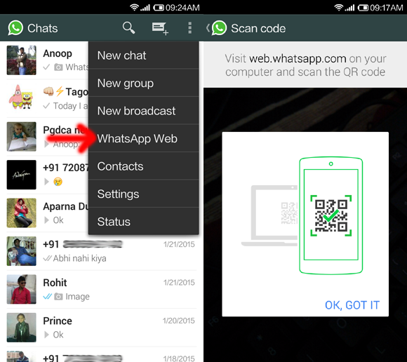 pairing whatsapp from phone to pc