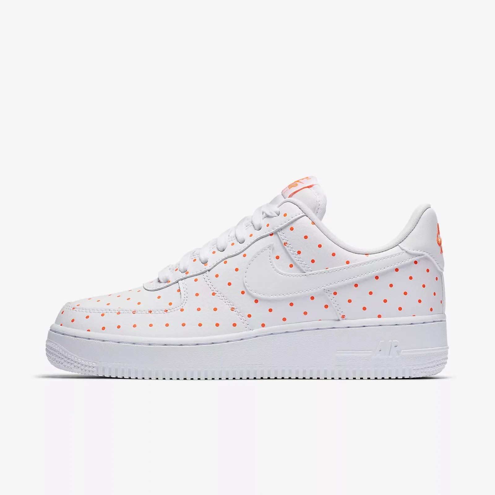 orange polka dot air force ones
