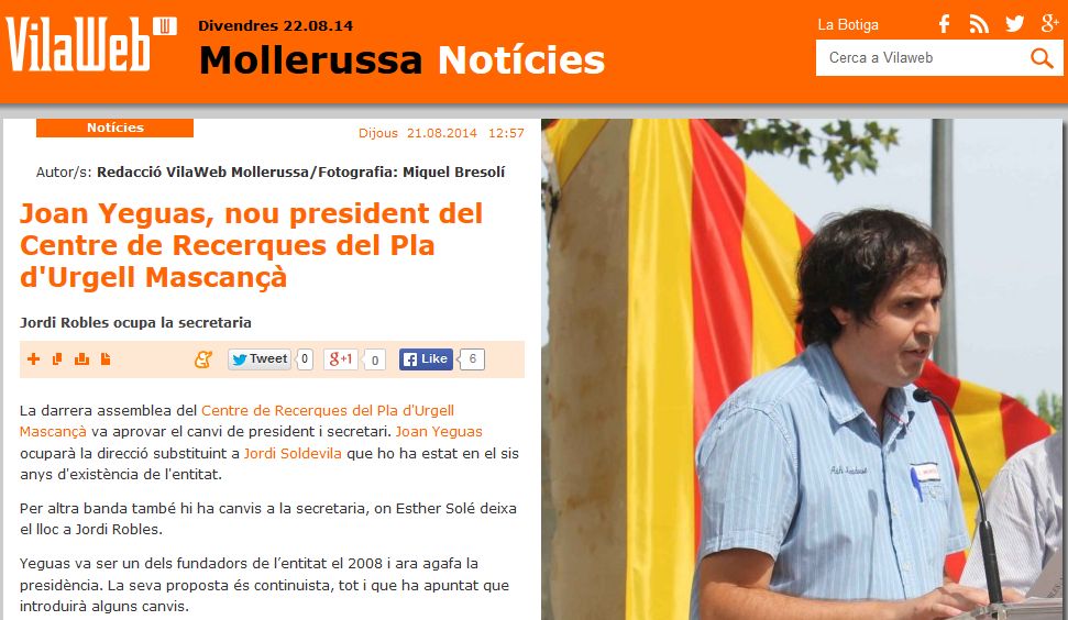 http://www.vilaweb.cat/noticia/4207835/20140821/joan-yeguas-president-centre-recerques-pla-durgell-mascanca.html