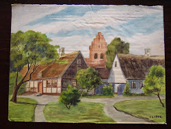village watercolor scene danish private