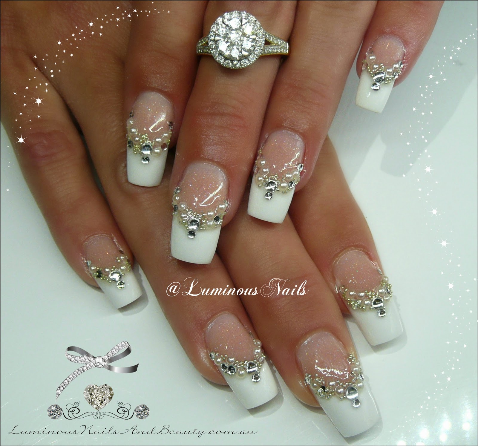 Luminous Nails: Wedding Nails With Crystals, Pearls..