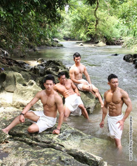 indonesian bodybuilder in river