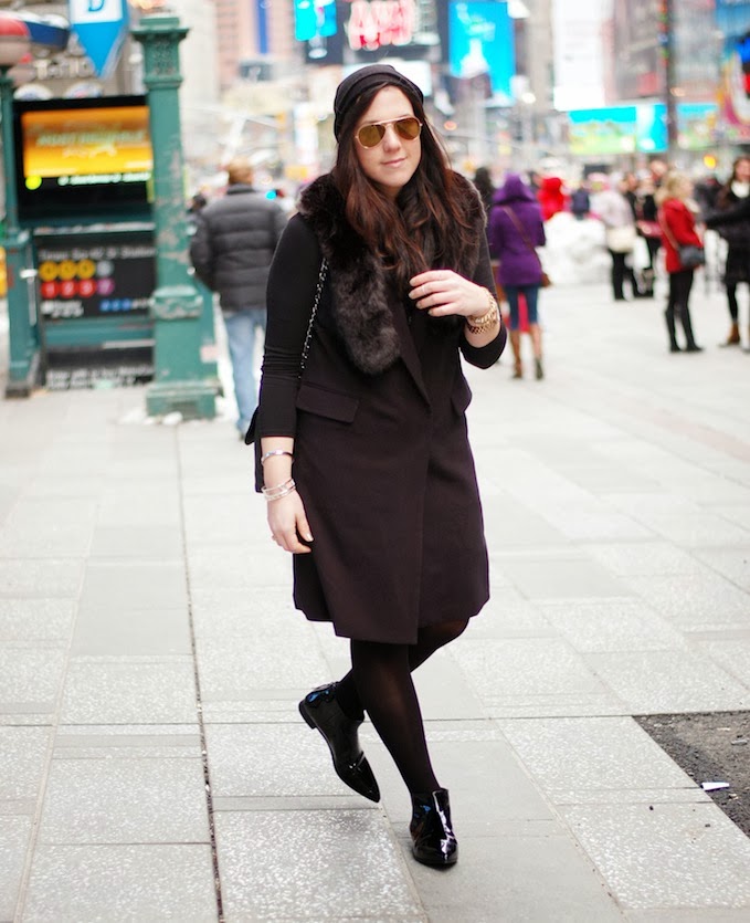 New York Fashion Week outfit idea Rachel Comey dress faux fur