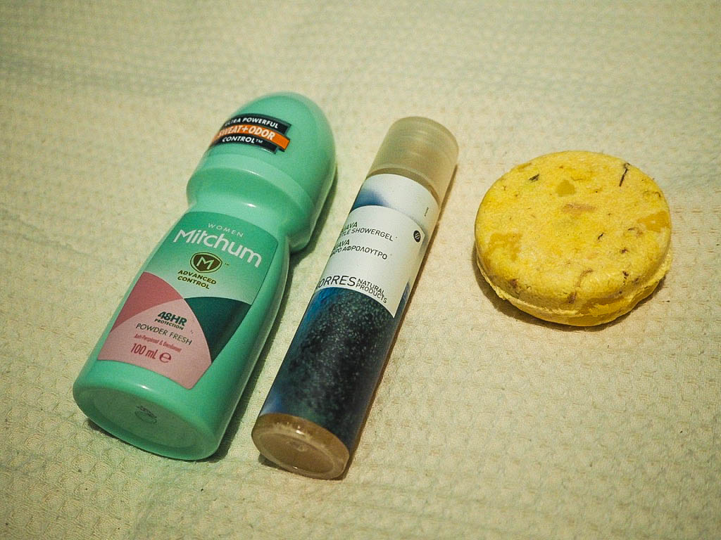 Deodorant, shower gel, shampoo bar