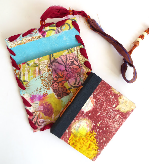 collaged fabric pouch