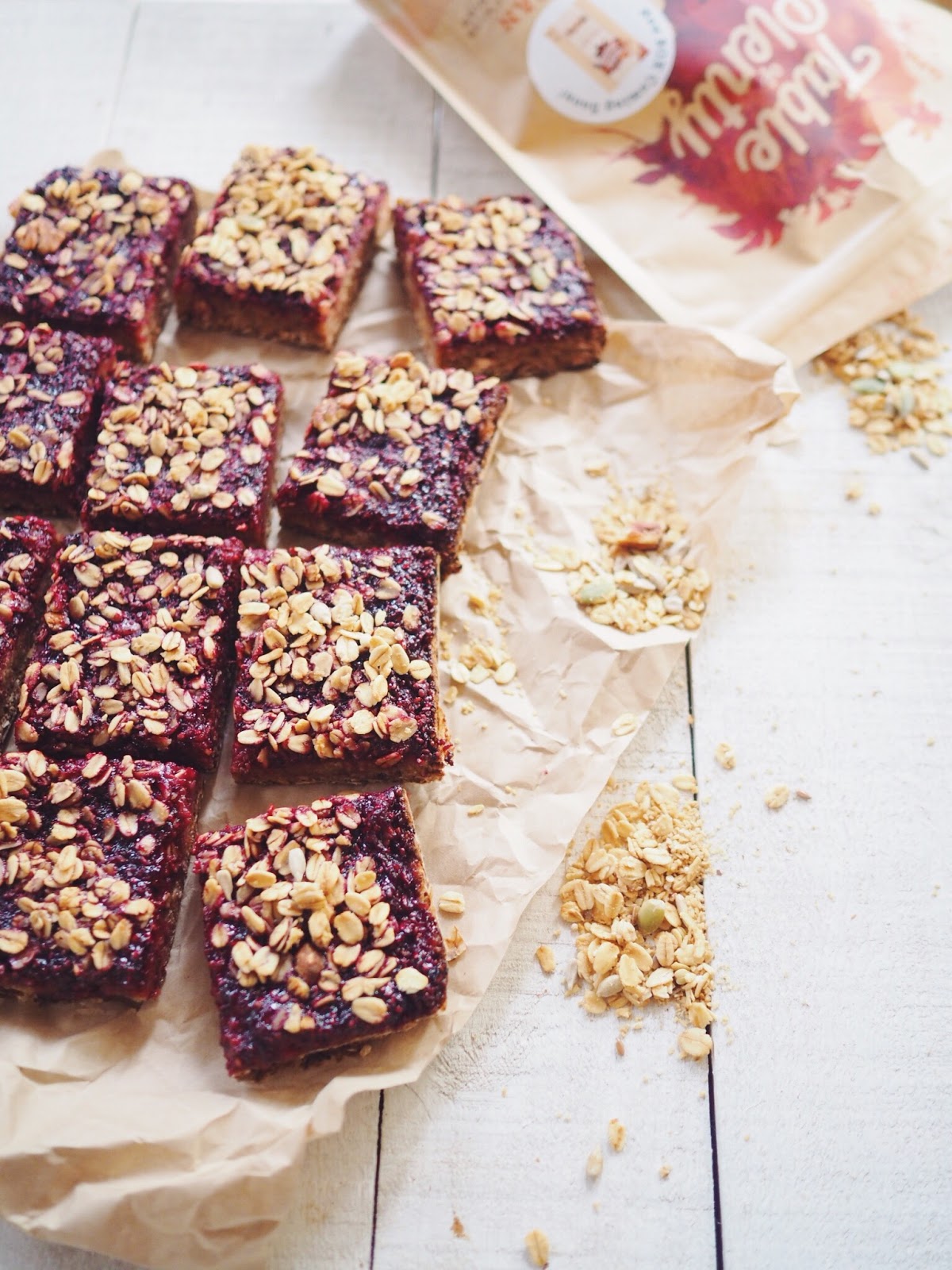 Raspberry Jam Oat Squares madeleine lumley