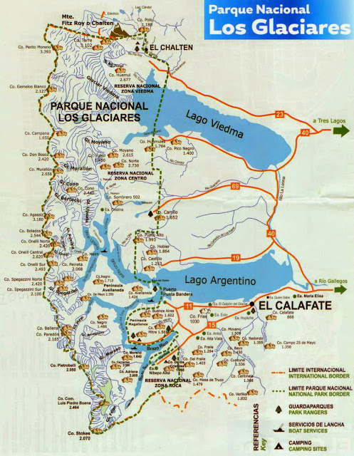 Mapa Parque Nacional Los Glaciares - Argentina