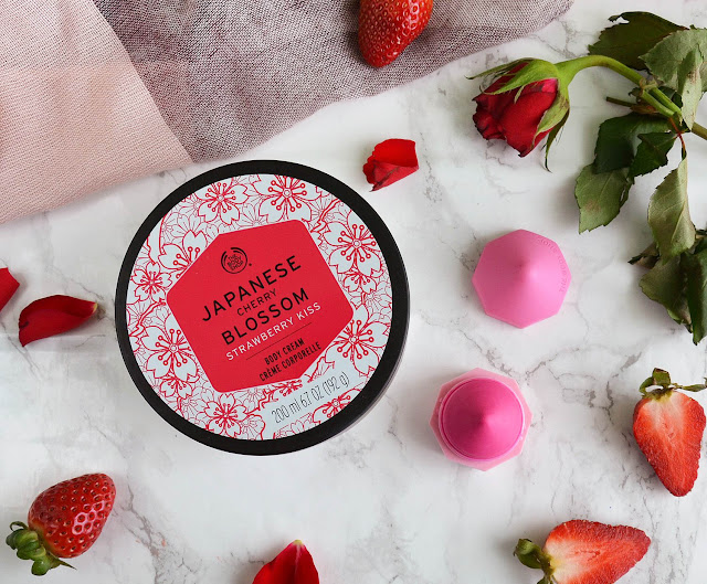 The Body Shop Japanese Cherry Blossom Strawberry Kiss Body Cream and Lip Juicer