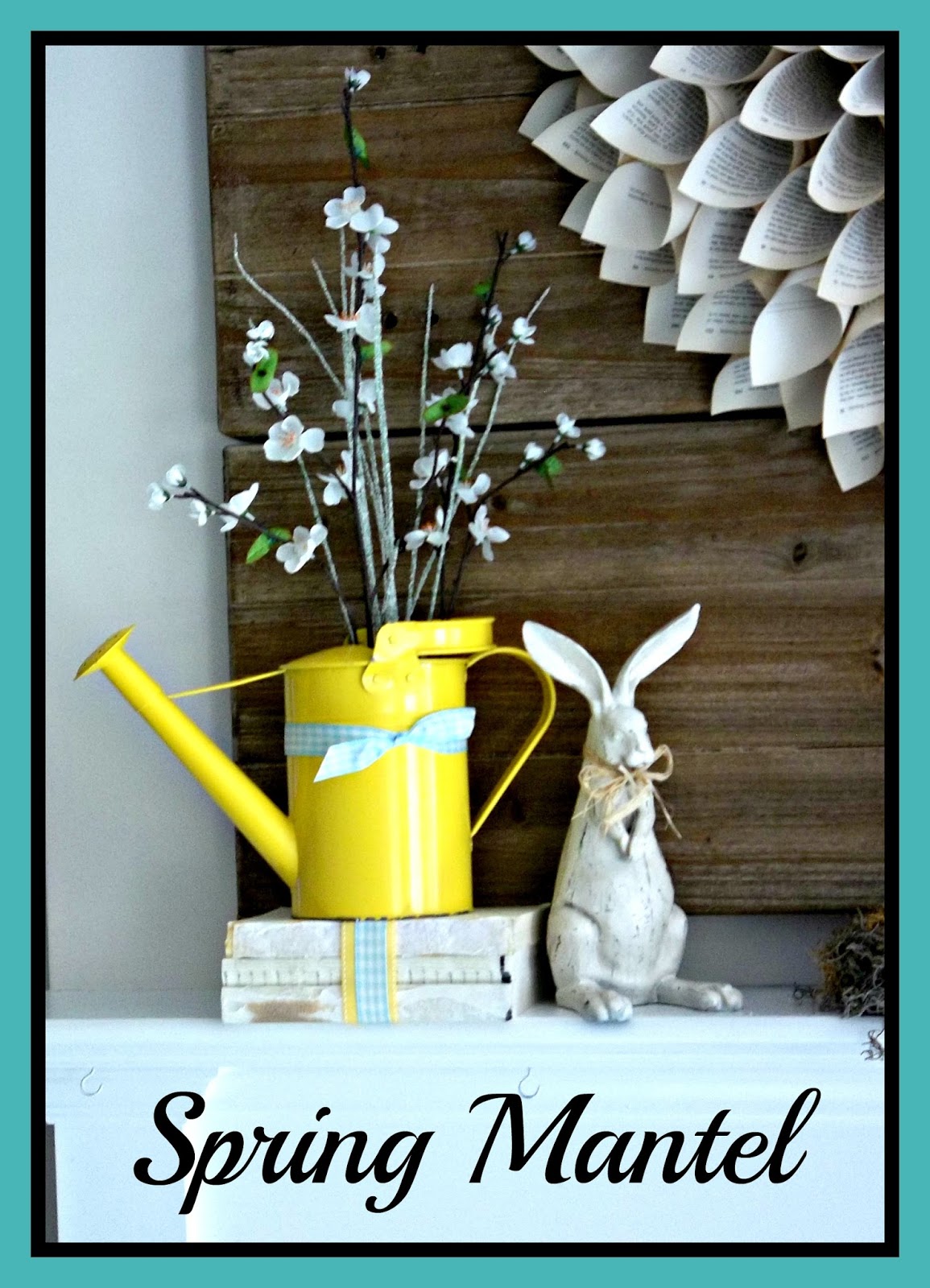 Vintage, Paint and more... vintage spring mantel with book page wreath