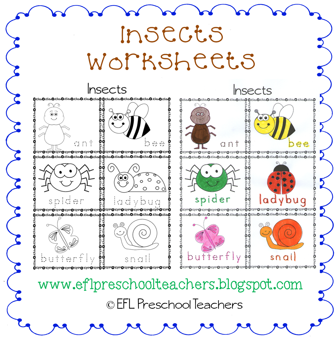 ESL/EFL Preschool Teachers: Insects Worksheets and more ...