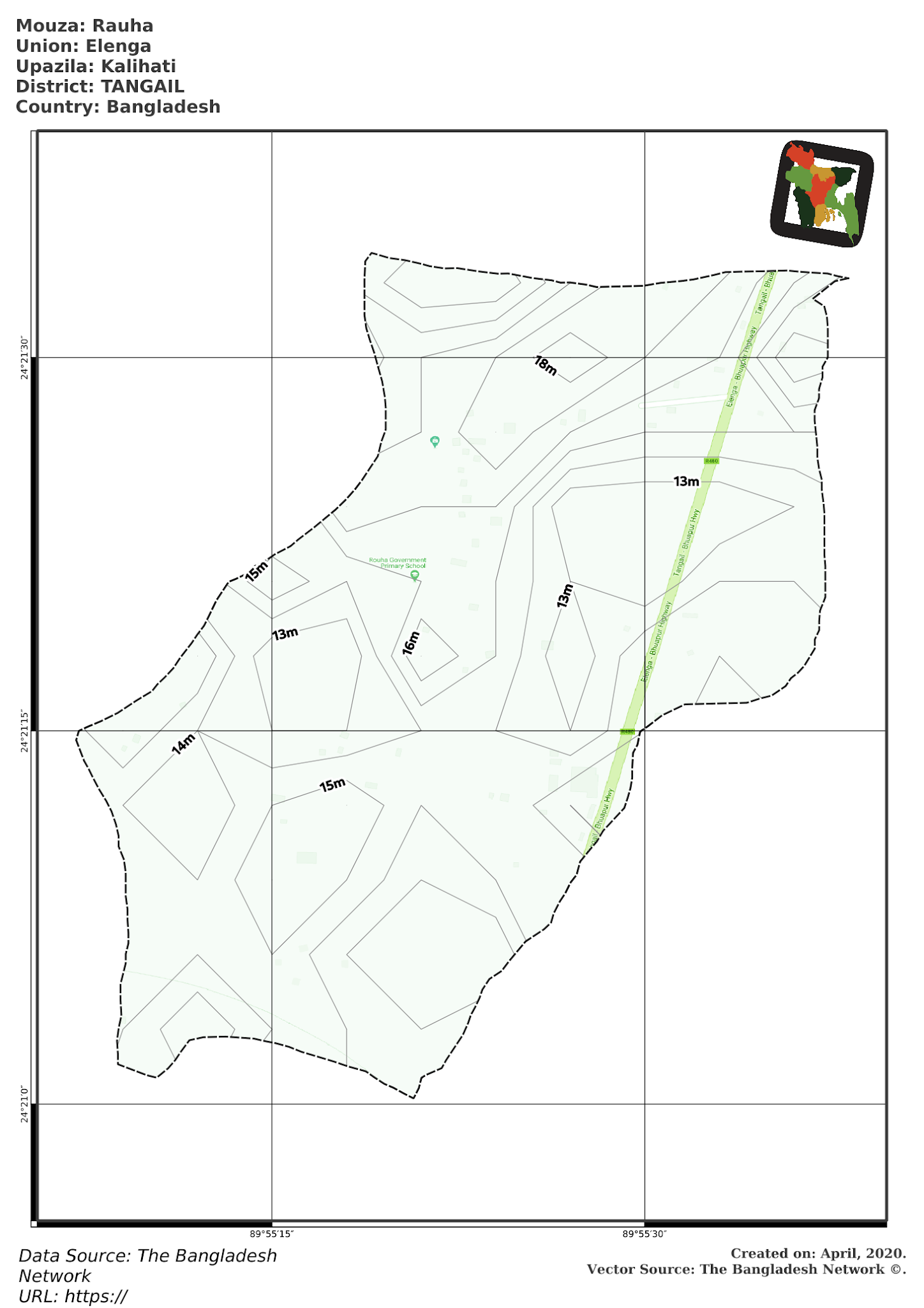 Map of Rauha Mouza of Kalihati Upazila, TANGAIL, Bangladesh.