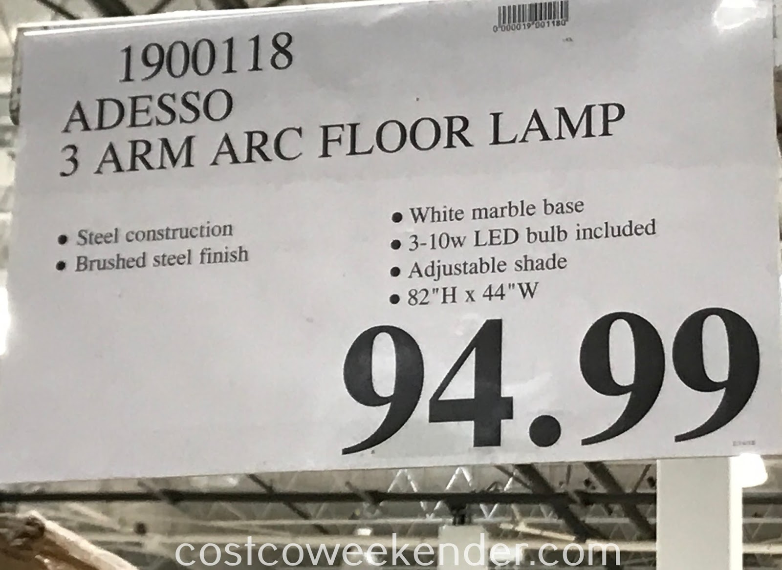 Adesso 3 Arm Arc Floor Lamp Costco Weekender