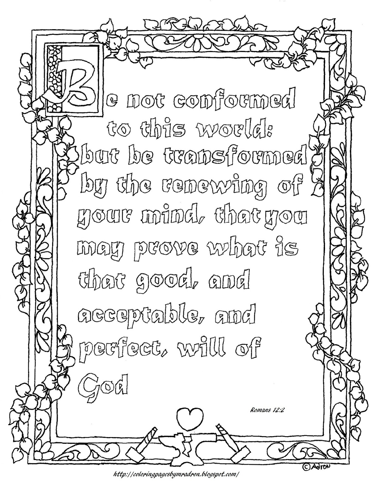 Coloring Pages For Kids By Mr Adron Free Printable Romans 12 2 