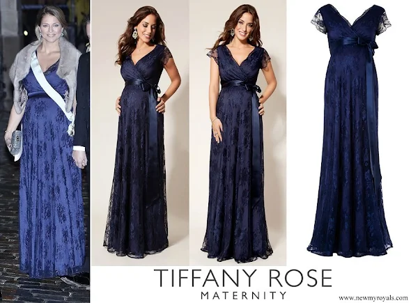 Princess Madeleine wore Tiffany Rose Eden long maternity gown
