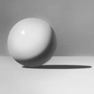 The core shadow is darker than the rest of the elements of light on this sphere.