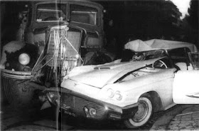 Buscaglione's wrecked Ford Thunderbird after the  collision in Rome that cost him his life