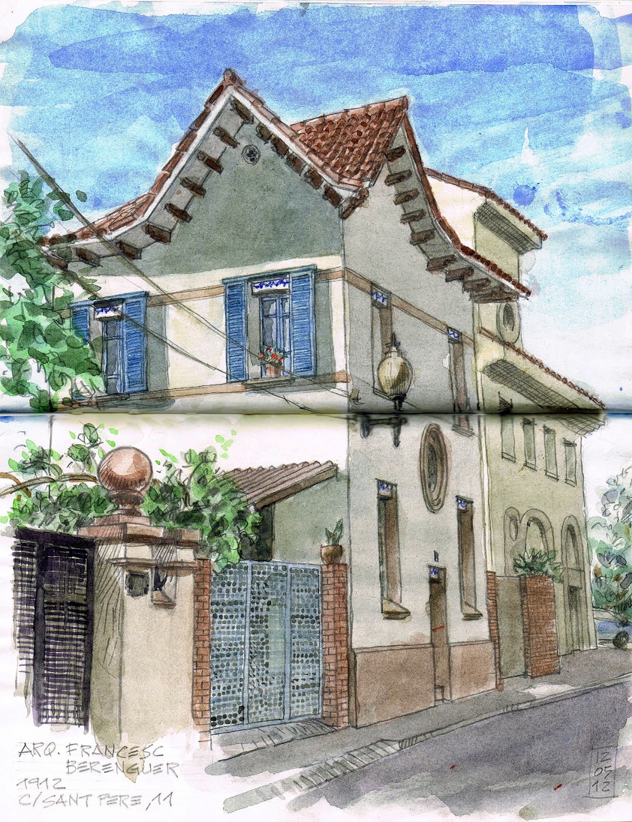 Urban Sketchers Spain. El mundo dibujo a dibujo.: Casas en la calle Sant  Pere de Sant Boi de Llobregat