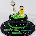 Torta decorata con Rick e Morty tridimensionali in pasta di zucchero
per il compleanno di un bimbo, Rick & Morty cake