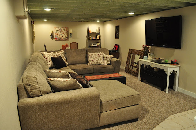 second house, basement, decor, diy, furniture, reno, colders, sectional, couch, basement design, grey furniture