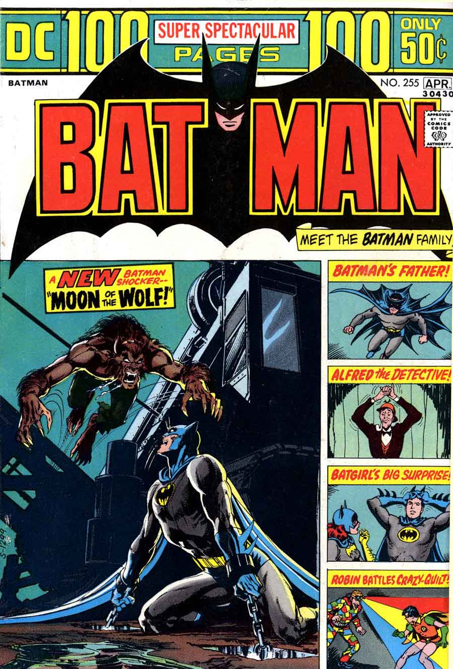 Batman #255 bronze age 1970s dc comic book cover art by Neal Adams