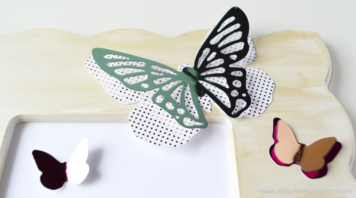 Foil Butterfly Wall Art Tutorial at artsyfartsymama.com #HSMinc