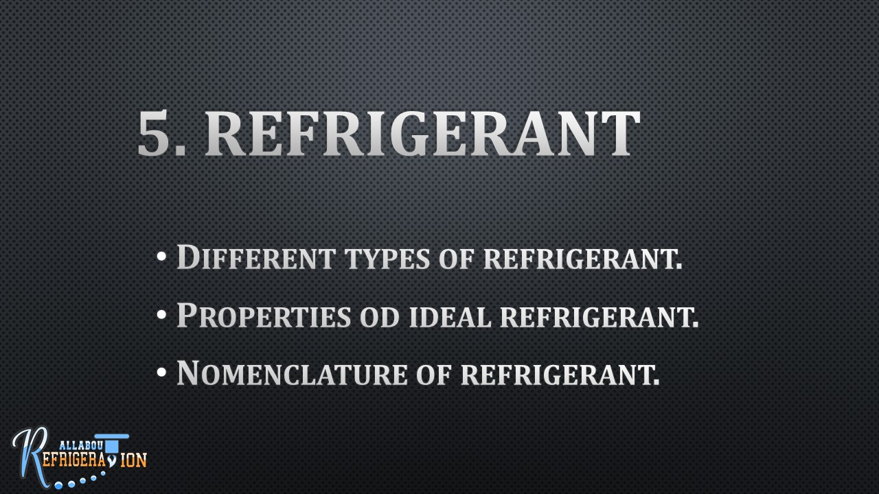 5. Refrigerant and its properties