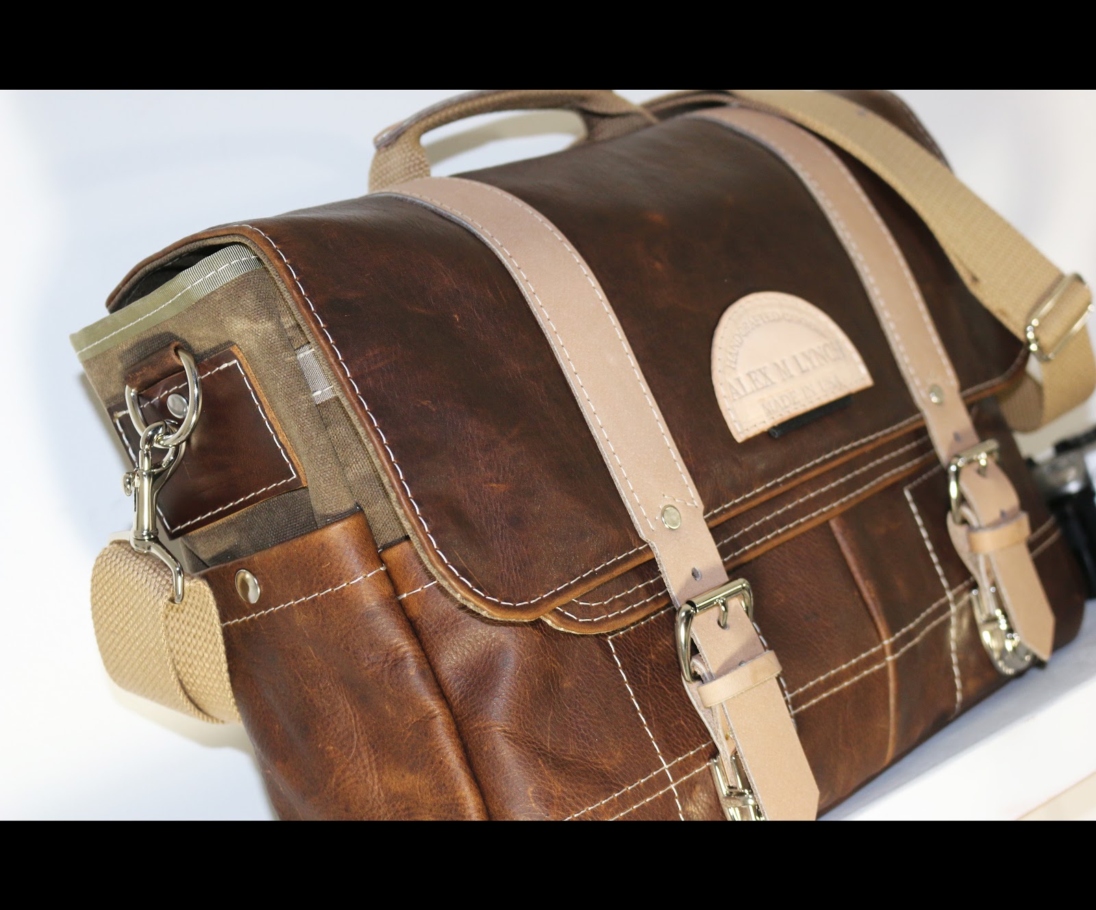 ALEX M LYNCH designer handmade leather messenger bag