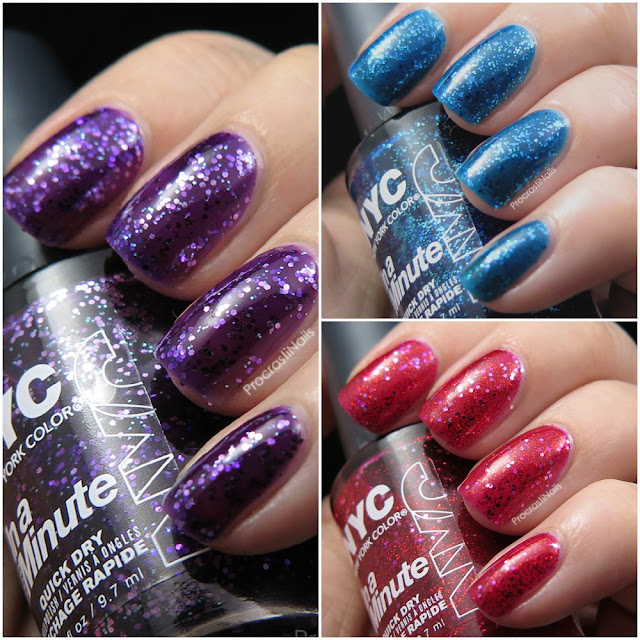 Swatch and review cover image of some New York Color glitter jelly nail polishes