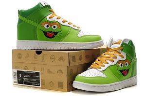 Nike Sesame Street Shoes Oscar the Grouch Dunks High Tops | Animated Shoes/Nike Cartoon Shoes