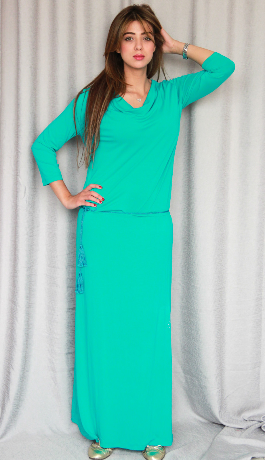 Caftan Marocain Noir – Crêpe De Soie – Manches Tlija – Taille M – Fait Main