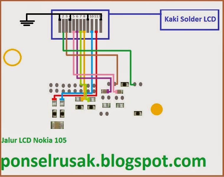 Cara memperbaiki kerusakan lcd pada Nokia 105 di ponsel rusak.