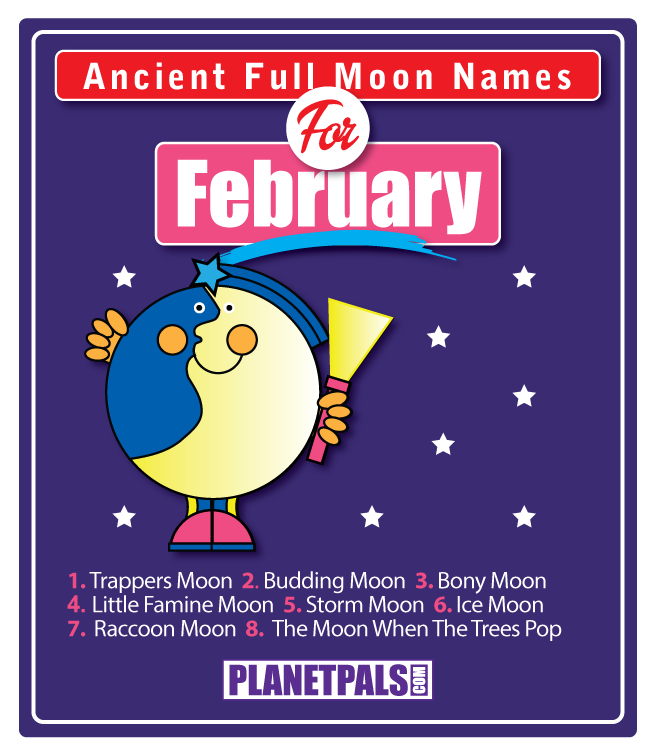 Fun Feb full moon, full moon names, full moon phases, full moon facts