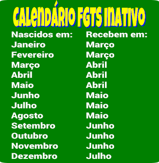 Calendário do FGTS 2017 - contas inativas Calendário do FGTS 2017 - contas inativas
