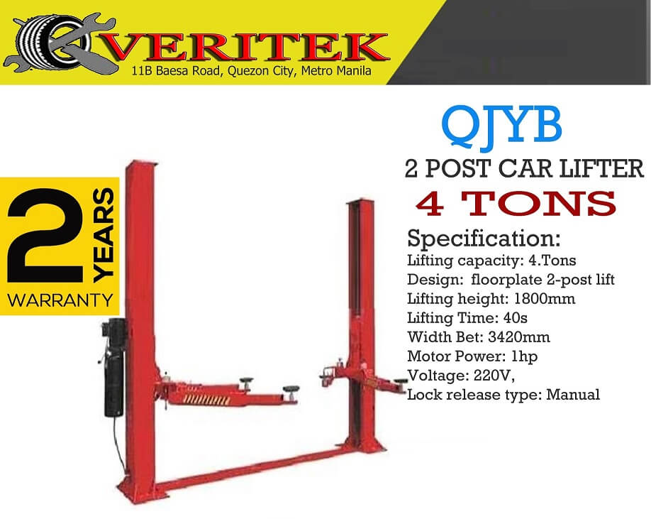 Veritek QJYB 2 Post Car Lifter Philippine Automotive