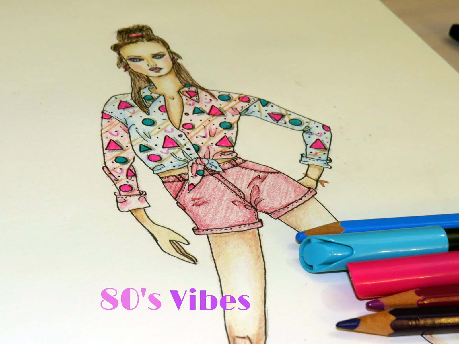 How to color a fashion 80's // Cómo un figurín de moda inspirado en los 80 - Alejandra Colomera | Acf Studio