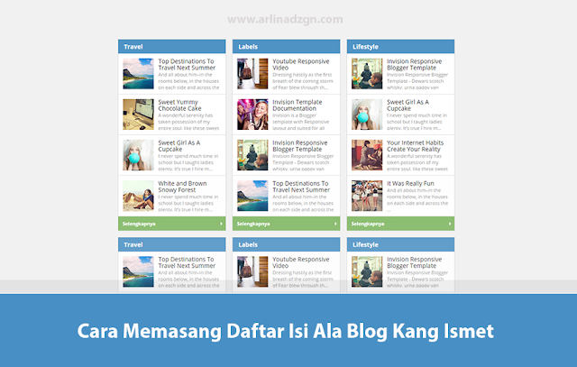  akan menyebarkan tutorial yang menarik adalah  Cara Memasang Daftar Isi Ala Blog Kang Ismet