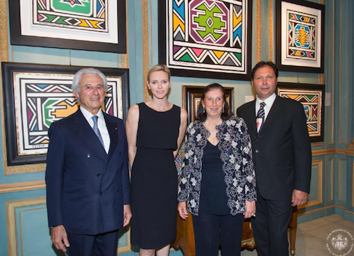 Princess Charlene visited the exhibition "Myths and Rites" at the Adriano Ribolzi Gallery 