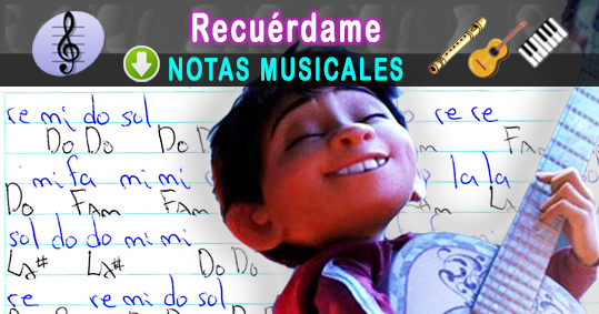 Explícito Lijadoras Relación Notas Musicales: Recuérdame / Coco / Notas Musicales / Partitura / Tablatura  / Xilofono