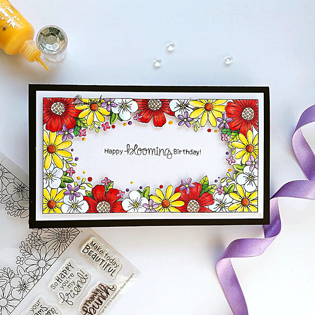 Fan Feature Week - Day 1 | Floral Card by Ishani using the Floral Fringe and Loads of Blooms Stamp Sets by Newton's Nook Designs #newtonsnook #handmade