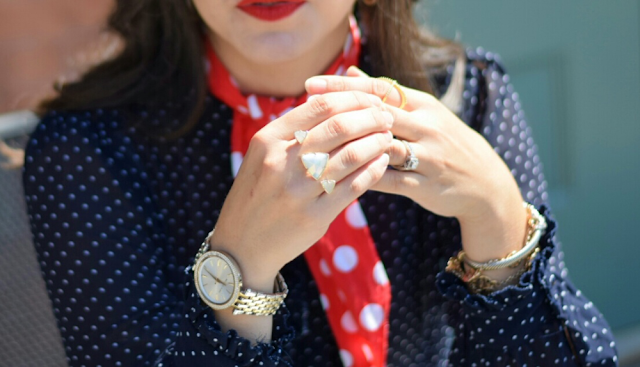 Red and Blue Michael Kors Darci Watch Kendra Scott Dobule Ring