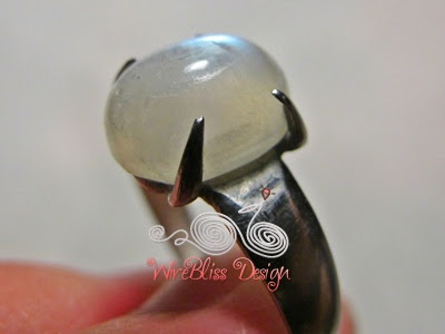Handmade moonstone prong ring