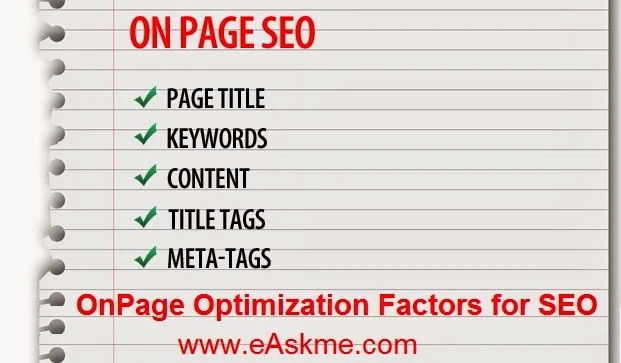 OnPage Optimization Factors for SEO : eAskme